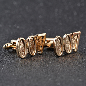 Promotion Fashion Novelty Design Figures <strong>007</strong> <strong>Gold</strong> Color Custom <strong>Cufflinks</strong> for Men - Product Image 3