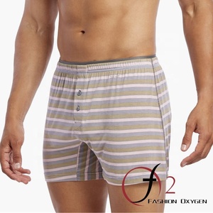 Männliche bequeme Unterwäsche Modal gestreifte Boxer Button Fly Boxershorts Old Man Unterwäsche - Product Image 4