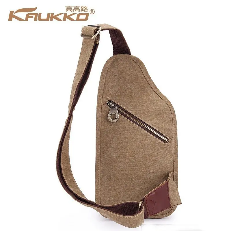Promotional Canvas and Leather Bag Canvas Chest Bag Men's Online Shopping Bag