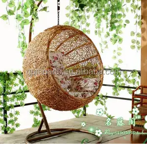 Hecho en China silla colgante jardín colgando cesta de mimbre silla cojín para silla de ratán