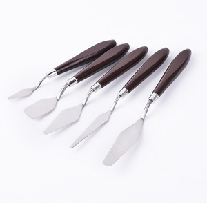 Xinbowen spatule en acier inoxydable peinture <span class=keywords><strong>à</strong></span> l'huile manche en bois couteau <span class=keywords><strong>à</strong></span> Palette 5 pièces de haute qualité - Product Image 3