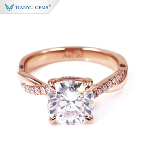 Anneau torsadé avec coussin en <span class=keywords><strong>or</strong></span> rose pour <span class=keywords><strong>femme</strong></span>, tenue de <span class=keywords><strong>mariage</strong></span> en mosaïque pure, à la mode, nouvelle collection - Product Image 5