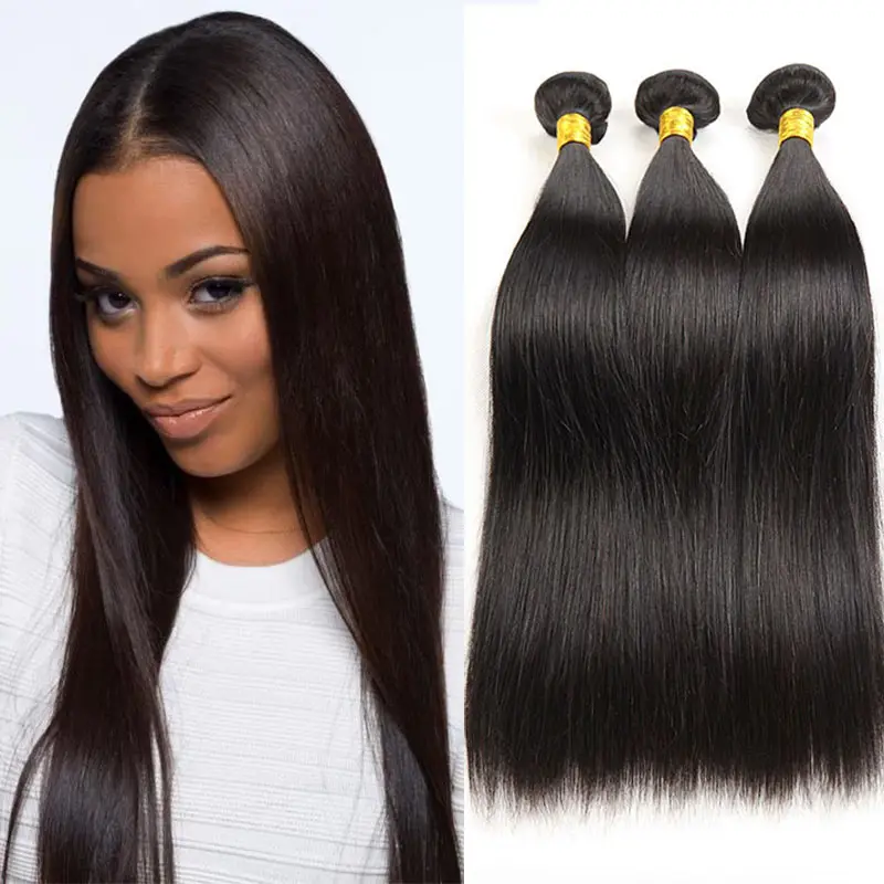 Aisi Tóc Brazil Tóc Con Người Bó Weave Màu Tự Nhiên 100% Straight Tóc Con Người Mở Rộng Weave Đúp Rút Ra Đôi Sợi Ngang