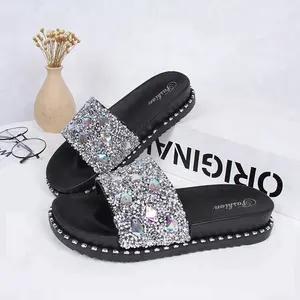 Sandal Paillette Atas Mengkilap Wanita PCU Slipper