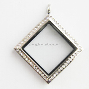Collana con <span class=keywords><strong>Medaglione</strong></span> in Vetro, Ciondolo <span class=keywords><strong>Medaglione</strong></span> per Matrimonio, Medaglioni Quadrati Galleggianti all'Ingrosso - Product Image 6