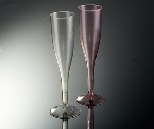 Flûtes à <span class=keywords><strong>champagne</strong></span> jetables fantaisie en plastique rose or argent pailleté 4.5 oz pour mariage - Product Image 2