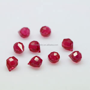 Briolette граненые ограненные каплевидные синтетические рубиновые бусины для изготовления ювелирных изделий - Product Image 1