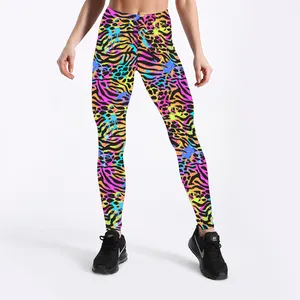 Großhandel OEM Bunte Leopard Leggings 92% Polyester 8% Spandex Doppel Gebürstet Milch Seide 3D Gedruckt Plain Leggings