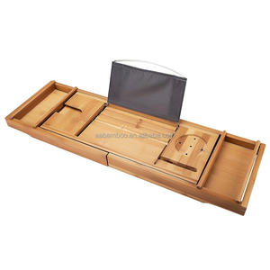 Natural Bamboo <strong>Bath</strong> Tub Caddy with Removable Serving <strong>Tray</strong>, Phone and Tablet Compartments, Spa <strong>Tray</strong> Shower <strong>Bath</strong> Tub - Product Image 3