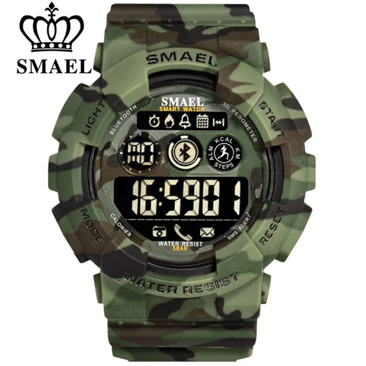 SMAEL 8013 Smart Watch Men Pedometer Stopwatch 2023 Digital Watches Army Camouflage LED Sport Wrist Watch