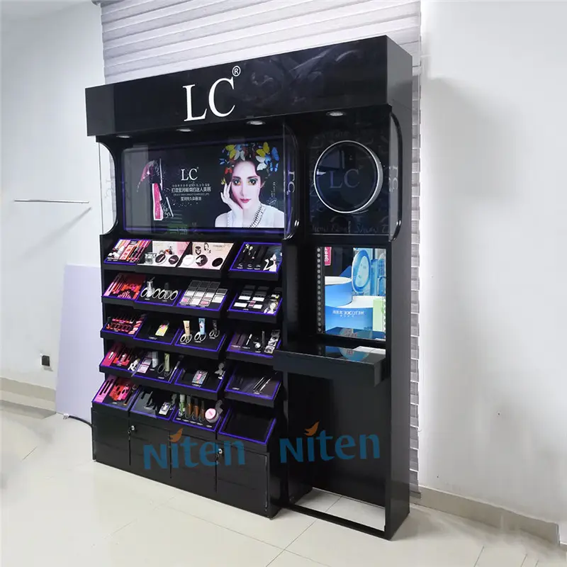 Good sale black makeup tester cosmetic display stand