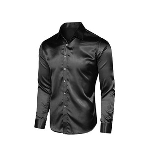 <span class=keywords><strong>Camicia</strong></span> di <span class=keywords><strong>raso</strong></span> da <span class=keywords><strong>uomo</strong></span> Slim Fit maglietta di lusso da <span class=keywords><strong>uomo</strong></span> in seta Casual da <span class=keywords><strong>uomo</strong></span> manica lunga vestito da partito aderente polo camicie all'ingrosso - Product Image 6