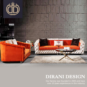 <span class=keywords><strong>2</strong></span> plazas muebles salón sofá seccional Conjunto grande moderno estilo americano naranja y blanco cuero o tela tufted sofá - Product Image 2