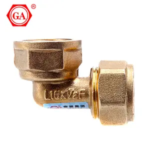 GA brand China Supplier 90 Degree Elbow Brass Copper PEX AL Pex Fitting