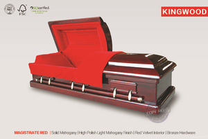 <strong>Magistrate</strong> Red US Style Wood Casket Carton Coffin - Product Image 1