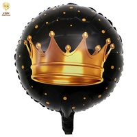 18 Inch Zwarte Kroon Ronde Folie Helium Ballonnen Voor Verjaardagsfeestje Decoratie Voor Groothandel