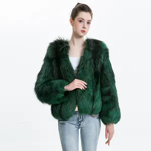 Brand Design Women Fashionable Silve Fox Fur Overcoat Fully Sexy Fur Coat