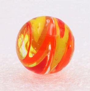 16mm rond fait à la main cristal verre corps jouet boule avec deux tons Orange et jaune tourbillon feu nuageux verre billes en gros - Product Image 2