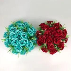 Bouquets artificiels en plastique rose <span class=keywords><strong>demoiselle</strong></span> d'honneur décorations de mariage de mariée fleur artificielle rose plaque - Product Image 1