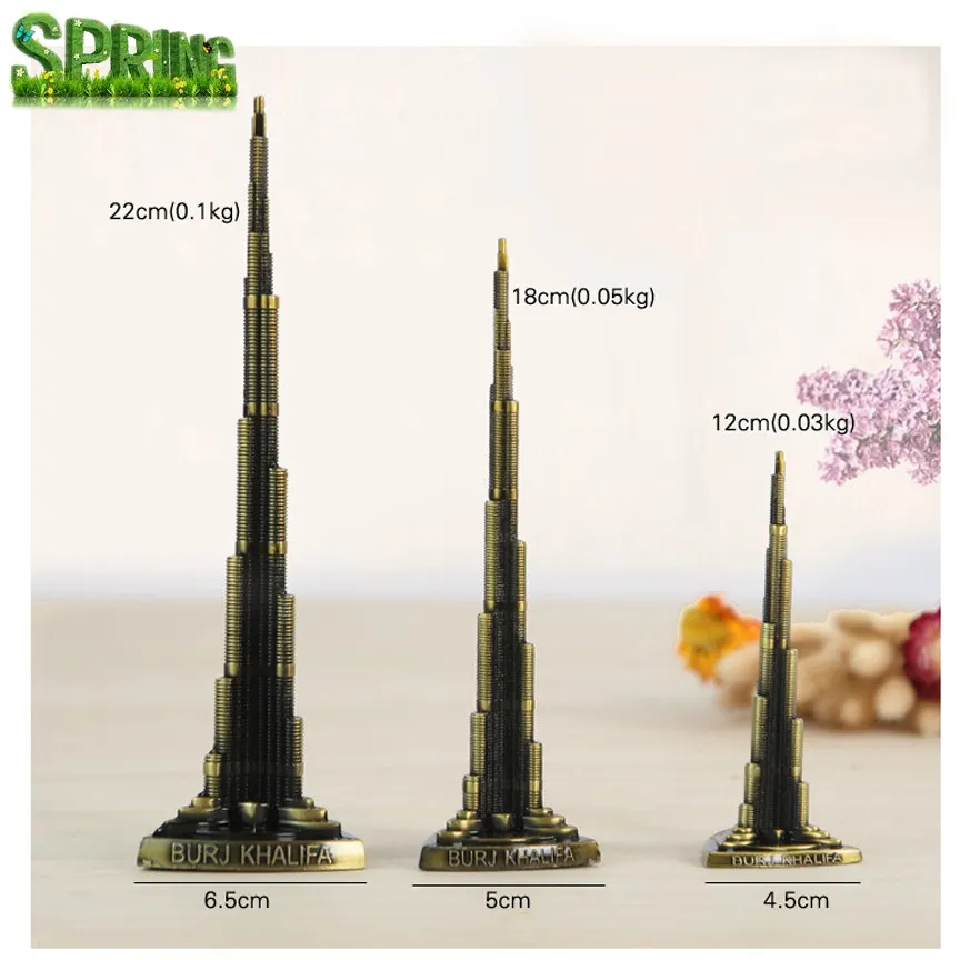 Metal Promotion gift Burj Khalifa tower craft Dubai Travel Souvenir 3D building model