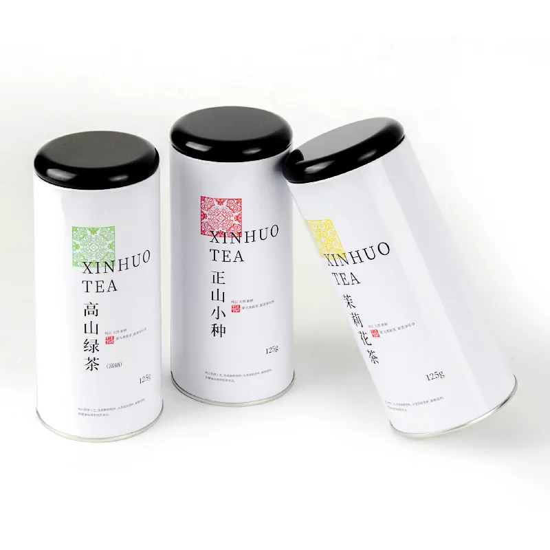 Lata de lata redonda à prova de ar airtight, lata de lata metálica para alimento, caixa de lata de chá personalizada