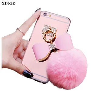 Bling Diamant De Luxe De Fourrure De Lapin Couverture de Téléphone Cas Pour Iphone 7 8