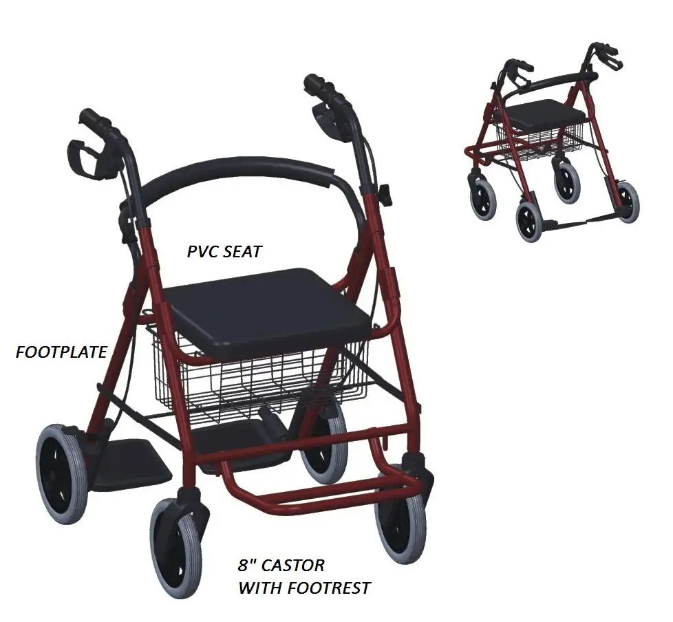 Регулируемые складные роликовые ходунки с сиденьем для пожилых людей