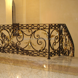 Vàng sang trọng trang trí nội thất sắt tay vịn ban công lan can rèn sắt cầu thang lan can thiết kế trong nhà - Product Image 6