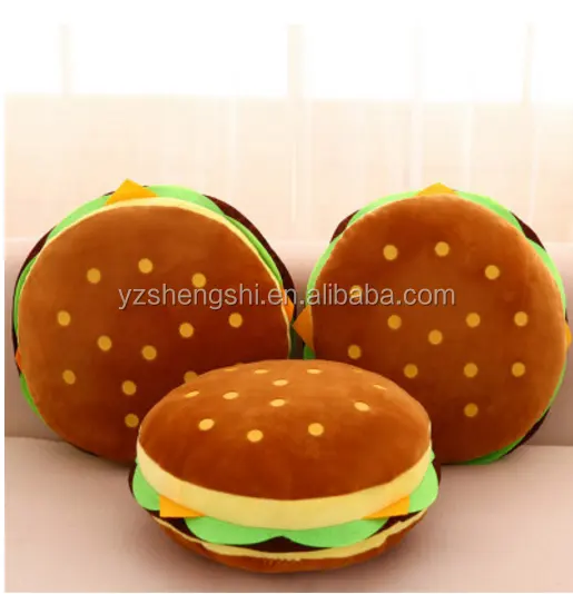 wholesale custom factory directstuffed Plush Hamburger soft pillow toy/2020 hotsale round shape plush food hamburger cushion toy