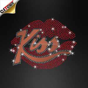Küss mich Bling Glitter Eisen Lippen Strass Transfer Motiv Lady Glas auf Transfer - Product Image 3