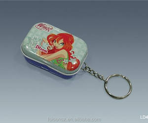 Petite boîte métallique rectangulaire vide avec porte-clés, boîte en étain - Product Image 3