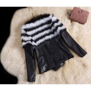 Blouson d'hiver <span class=keywords><strong>en</strong></span> similicuir <span class=keywords><strong>femme</strong></span>, vêtement d'extérieur court, Slim, chaud, épais, col Large, fourrure de renard, S-6XL, E1610 - Product Image 3