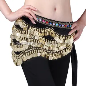 Bestdance-Disfraz de danza del vientre, bufanda, cinturón, faldas, terciopelo, monedas doradas, cinturón, 9 colores