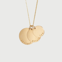 Sapphire — bijoux simples en or 14 K, pendentif avec lettres nom, Double face, disque, breloque pour femmes, type de bijoux Initial, vente en gros
