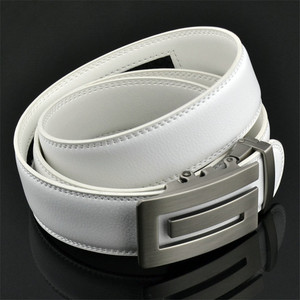 Personalizado <span class=keywords><strong>hebilla</strong></span> automática <span class=keywords><strong>sin</strong></span> agujero blanco cuero genuino hombres <span class=keywords><strong>cinturón</strong></span> - Product Image 2