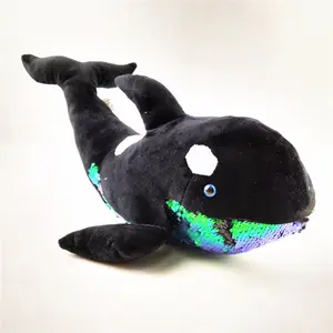 2022 factory customized promotional gift creative new design stuffed animal whale sequin pluhs toy