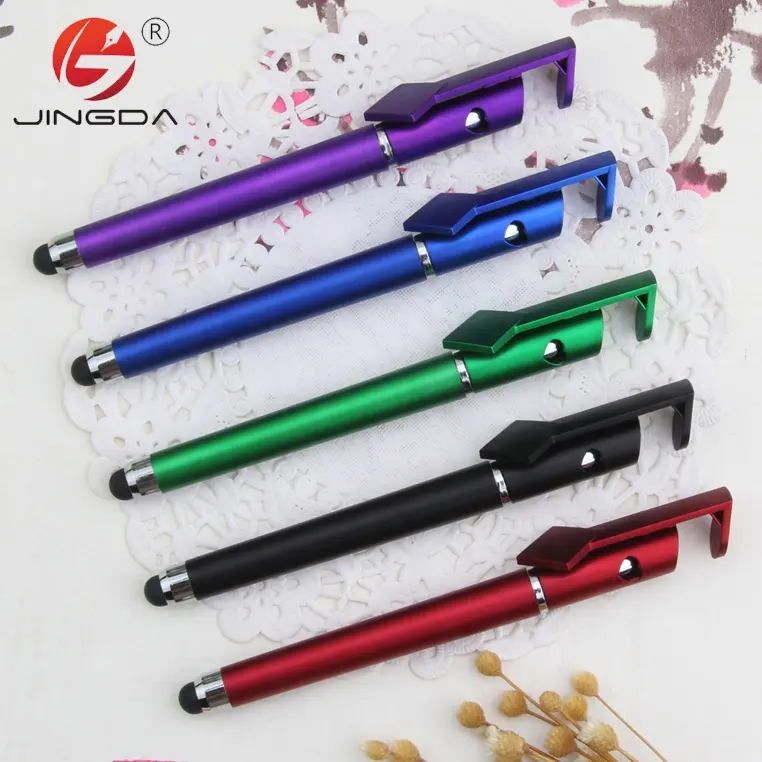 Promotional plastic gel pen stylus pen with pen mobile phone holder