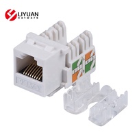 LIYUAN LY-KJ6-01 Conector Keystone Hembra RJ45 Cat6 UTP Sin Blindaje, Módulo Dual IDC de Red de 90 Grados