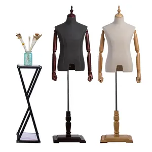 Vendita calda senza testa torso maschio nero vestito forma mannequin con braccioli in legno per il vestito di affari display