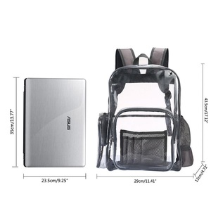 Mochila De PVC resistente al agua, bolso escolar transparente con embellecedor gris