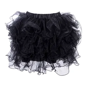 Hot Gothic Lagen Ruches Purple Organza Sexy Volwassen Tutu Rok Vrouwen Burlesque Petticoats Onderjurk Onderrok Club Dance Wear