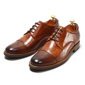 Chaussure En Cuir marron pour homme, élégante, De haute qualité, formel, livraison directe depuis l'usine