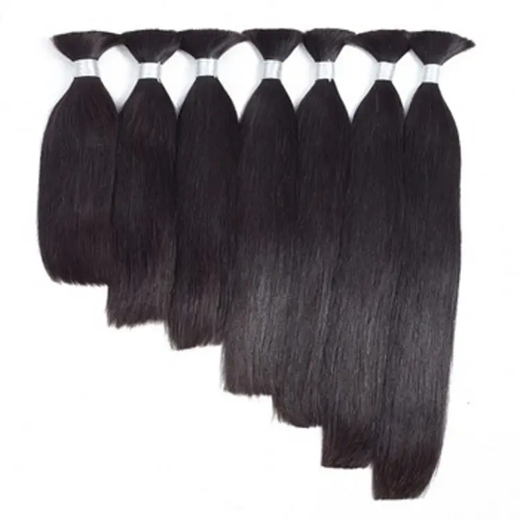 Double drawn remy fusion extensions human european bulk hair for braiding