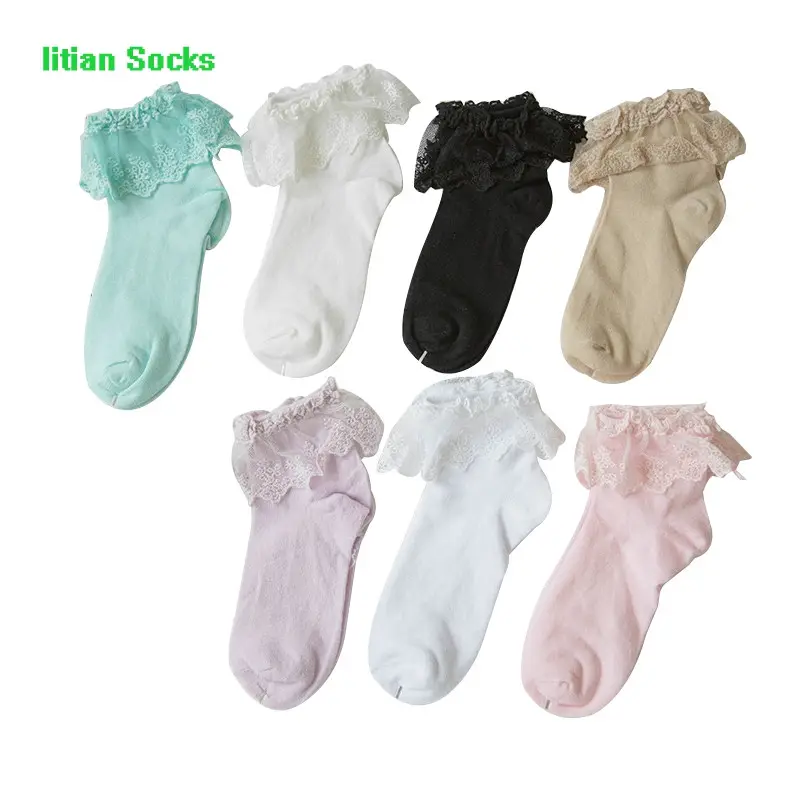 Breathable Girls Lace Womens Boot Ankle Socks