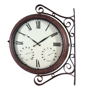 Antique Outdoor <strong>Garden</strong> <strong>Wall</strong> <strong>Clock</strong> with Metal Hanger - Product Image 1
