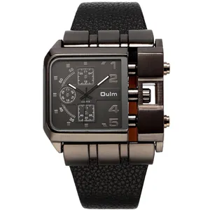 Orologio da Polso Quadrato da <span class=keywords><strong>Uomo</strong></span> OULM, Design Originale, Quadrante Grande e Ampio, Cinturino in Pelle Casual, Orologio al Quarzo, <span class=keywords><strong>Orologi</strong></span> Sportivi Maschili - Product Image 1