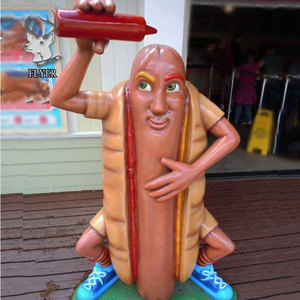 Levensgrote Handgemaakte Custom Winkelcentrum Decoratie Glasvezel Voedsel Sculptuur Grote Hotdog En Frietjes Hars Standbeeld - Product Image 2