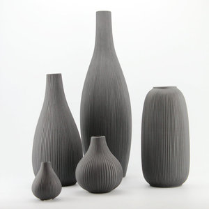 Modern China <strong>Vases</strong> / Home Goods <strong>Fine</strong> Fluted White Ceramic <strong>Vase</strong> for Table Decoration - Product Image 3