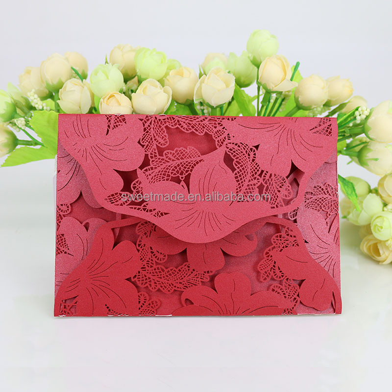 Оптовая продажа, Китайская Красная Роскошная фольгированная печатная Свадебная пригласительная открытка