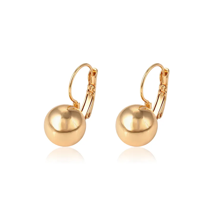 95660 Hot sale popular ladies jewelry 18k gold plated bead hoop earrings